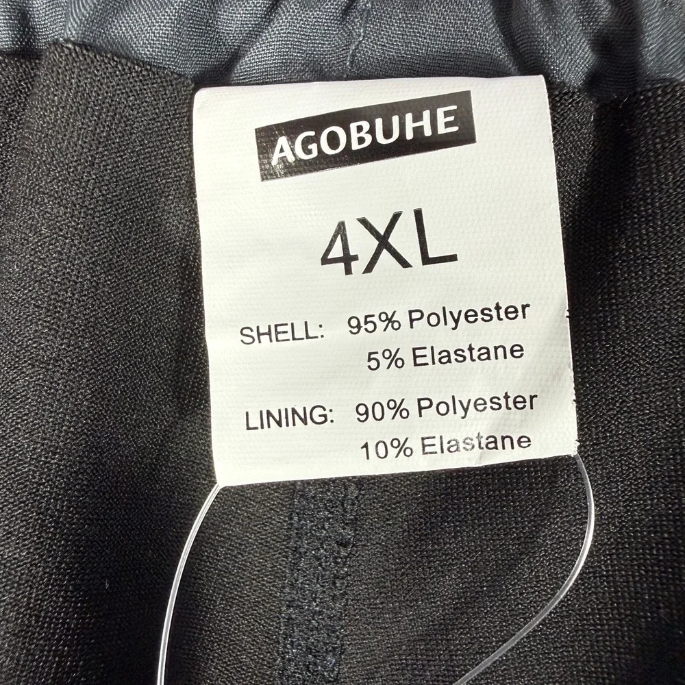 AGOBUHE Swim Trunks Men 4XL Dark Gray Elastic Waist Compression Liner Pockets